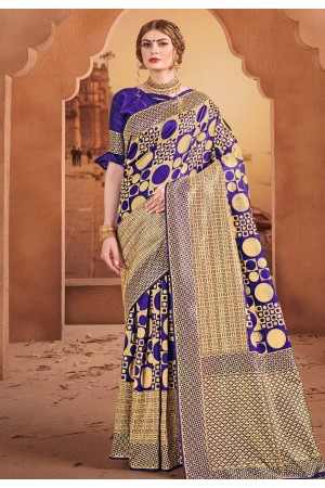 Violet banarasi saree with blouse  60842